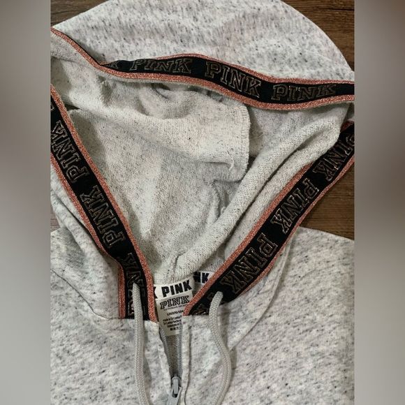 PINK VS GRAY BLING HOODIE / MATCHING SHORTS OUTFIT SET L - Picture 11 of 14